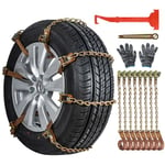 Oziral Car Tire Snow Chains 8 Pieces Universal Stainless Steel Snow Chains Set Anti-skid Emergency Snow Tyre Chains Adjustable Tire Wheel Traction Chains for TPU Vans Truck SUV Car Easy to Mount