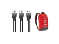 Energizer - Lot de 3 Câbles USB-C 1,2 m - Charge & synchonisation (2,4 A/480 Mbps) pour téléphones Mobiles + Sac à Dos 10L