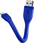 Câble De Données Et De Chargement Micro, Longueur 12 Cm, Connecteurs Lightning - Usb, Finition Plate Anti-Emmêlement, Pour Iphone 13/12/11/Se 2020/X/8/7/6S/6, Ipad, Imac, Macbook, Blue[Q2632]