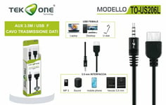 Câble Adaptateur TeKone To-US206L De Jack Aux 3,5Mm À Usb 2.0 Femelle HSB