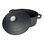 Commichef Cocotte Ovale, Plat Ovale Pour Casserole, Noir, Aluminium Coulé, Avec Couvercle, 32cm, Capacité de 5,8 L, Convient Pour le Four et Tous les Types de Plaques de Cuisson, XO-632BK