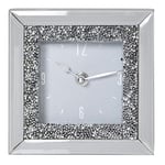 DRW Horloge de Bureau carrée en Verre et Brillant Blanc 14 x 5 x 14 cm