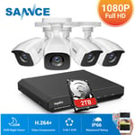 SANNCE 8CH 1080p système de caméra de sécurité 5 en 1 CCTV DVR enregistreur Surveillance vidéo filaire étanche 4 caméras – 2 TB disque dur
