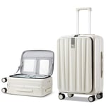 Hanke Valise à roulettes avec Ouverture sur Le Devant, 20 "24" Valise à roulettes avec Cadre en Aluminium TSA intégré en PC Valises à roulettes rigides Sac de Voyage, Blanc Ivoire, 24 inch Check in,