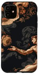 Coque pour iPhone 11 Noir Art Déco Floral Michel-Ange Création Of Adam Sixtine