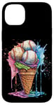 Coque pour iPhone 14 Plus Ice Cream Baseball – Cône de glace mignon tenant des balles de baseball