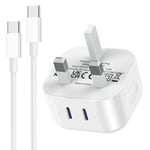 iPhone 16 Charger Plug,Apple iPhone Fast Charger Cable and Plug 25W Quick Charge for Apple iPhone 16/16 Plus/16 Pro/16 Pro Max,Dual Ports Type C New Rapid USB C to C Charging Lead and Plug