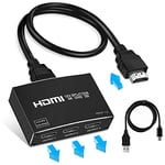 4K HDMI Splitter 1 in 3 Out, Aluminum HDMI Splitter 4K, 【Duplicate 3 Same Outputs,Not Extend】 Support 4K, 1080P, 3D, HDR for Xbox, PS5, PS4, PS3, Roku, Blu-Ray Player, Etc (3.9ft HDMI Cable Included)