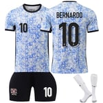 UEFA Euro 2024 Portugal Bortalag Barn Fotbollströja Kit Med Strumpor No.10 BERNARDO 20