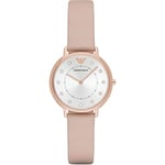 Emporio Armani Montre pour femme, mouvement à deux aiguilles, boîtier en acier inoxydable or rose de 32 mm avec bracelet en cuir, AR2510