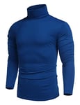 COOFANDY Pull d'hiver pour Homme à Col Roulé Fin et éPais avec Col Roulé Pull Basique à Col Roulé pour Homme - Coupe Ajustée - en Coton - Manches Longues - Col Roulé Bleu Roi L