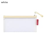 1pc Zipper Pencil Case Mesh Pen Bag Cosmetic Storage White