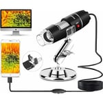 Yzmrbdqc - Microscope usb 8 led usb 2.0 Microscope Numérique, Mini Caméra Endoscope Grossissement 40 à 1000x avec Adaptateur otg et Support en Métal,