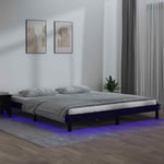 Cadre de lit � LED noir 140x190 cm bois massif