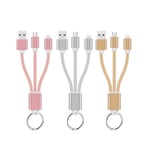 Cable Chargeur 2 En 1 Porte-Clefs Pour Enceinte Bose Soundlink Revolveandroid & Apple Adaptateur Micro Usb Lightning Metal Nylon - Argent