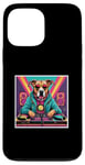 Coque pour iPhone 13 Pro Max Tourne-disque DJ musique chien mixage vinyles fête graphique