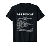 Vintage White F14 Tomcat Airplane Schematic F-14 Jet T-Shirt