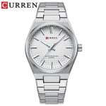 Hopeinen Curren Sport Miesten Kello Business Miesten Kello Military Quartz Man Rannekello Lahja