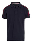 Tommy Hilfiger Boys Monotype Tape Regular Short Sleeve Polo - Navy, Navy, Size 7 Years