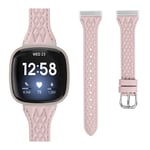 Klokkerem i ekte skinn for Fitbit Versa 4 Rosa