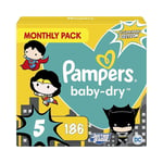 Pampers Baby Dry Diapers Monthly Pack Size 5 - 186 Nappies