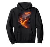 Molten Fire Dragon Emerging from Fiery Lava Depths Pullover Hoodie