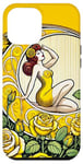 Coque pour iPhone 14 Plus Rose jaune Pinup Girl Illustration Roses Jardin Art