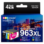 GPC Image 963XL Ink Cartridges Multipack Remanufactured for HP 963 963XL Ink Compatible for HP Officejet Pro 9020 9014 9015 9016 9018 9019 9022 9025 Printers (1 Black, 1 Yellow, 1 Cyan 1 Magenta)