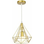 Industriell Pendellampa 25cm Retro Guld Metall Diamant Bur Chandelier Taklampa Armatur för Hall Entré Sovrum STOL