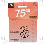 Three (3) £15 PAYG Mobile Sim Card Pay As You Go 3G 4G 5G (UK Sim)