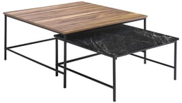 Table basse carrée FIORENZA coloris noyer/ marbre noir