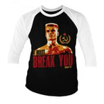 Hybris Rocky - I Must Break You Baseball 3/4 Sleeve Tee (White-Black,XXL)