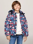 Tommy Hilfiger Kids' Flags Down Hooded Jacket, Blue/Multi