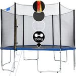 Trampoline extérieur rond Ø427cm max. 150kg set complet filet de sécurité porte d'entrée échelle poteaux trampoline jardin robuste accessoires