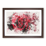 Big Box Art Drops Upon a Red Rose Watercolour Framed Wall Art Picture Print Ready to Hang, Walnut A2 (62 x 45 cm)