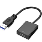 Usb till Hdmi-adapter, Usb 3.0/2.0 till Hdmi-ljud- och videoadapter, Hd 1080p-videografik-kabelkonverter för PC, bärbar dator, Hdtv-tv, kompatibel med Windows X