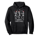 Skeletons Dancing with Xmas Hats - Happy Christmas Skeleton Pullover Hoodie