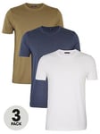 Everyday Essentials 3 Pack Crew Neck T-Shirt - Multi, Multi, Size Xl, Men