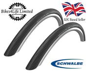 Pair Schwalbe Lugano 700 x 23c Black Road Bike Tyres Plus 1 Set Tyre Levers