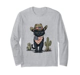 Black Cat in Cowboy Boots Long Sleeve T-Shirt