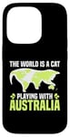 Coque pour iPhone 14 Pro Le monde est un chat qui joue avec l'Australie World Map Traveler