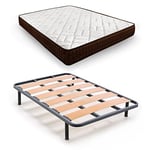 HOGAR24 ES Lit Complet, Matelas Viscosoft Dream Flex 15 + Sommier Lama Large Renforcé avec Pieds 32 cm, Dimensions : 120 x 190 cm