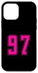 Coque pour iPhone 12 mini Pink Numéro 97 Équipe Junior Sports Uniforme Pink Numéroté