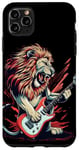 Coque pour iPhone 11 Pro Max Costume de lion à bascule avec guitare électrique