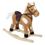 WOLTU Baby Rocking Horse Wooden Toddler Rocking Toy with Sound and Stirrups Plush Ride on Horse Kid Rocker Child Rocking Animal Gift for 1-3 Years Old, Brown, Seat Height 44cm, KSF003