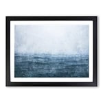 Ocean Rain In Cambodia Painting Modern Art Framed Wall Art Print, Ready to Hang Picture for Living Room Bedroom Home Office Décor, Black A3 (46 x 34 cm)