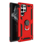 Case for Samsung Galaxy S22 Ultra Anti-shock Bi-material Ring Video Holder- red