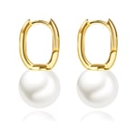 Pearl Hoop örhängen, Utsökta Pearl Kram örhängen Guld Hoops, Pearl Drop örhängen Dam Drop örhängen Flickor Retro Bal Bröllop Smycken Brudtärnor M red