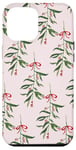 iPhone 12 Pro Max Pink Christmas Mistletoe Jolly Leaves Ribbon Bow Coquette Case