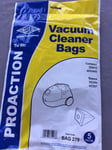 Vacuum cleaner Hoover Bags To Fit Tesco Proaction VC206 VC207 DD818 Pack Of 5